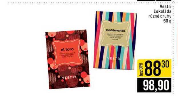 Vestri čokoláda různé druhy 50 g 