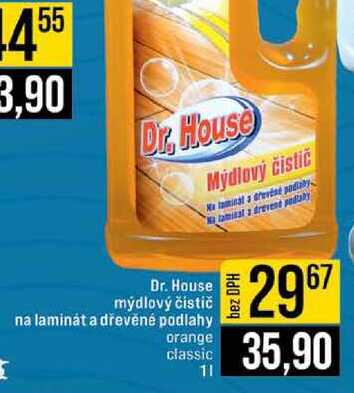 Dr. House mýdlový čistič na laminát a dřevěné podlahy orange classic 1l