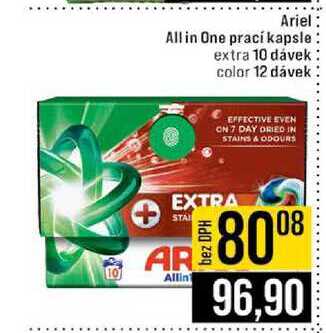 Ariel All in One prací kapsle extra 10 dávek color 12 dávek 