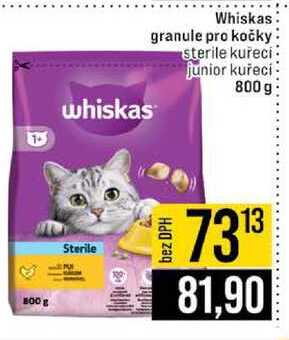 Whiskas granule pro kočky sterile kuřecí junior kuřecí 800 g