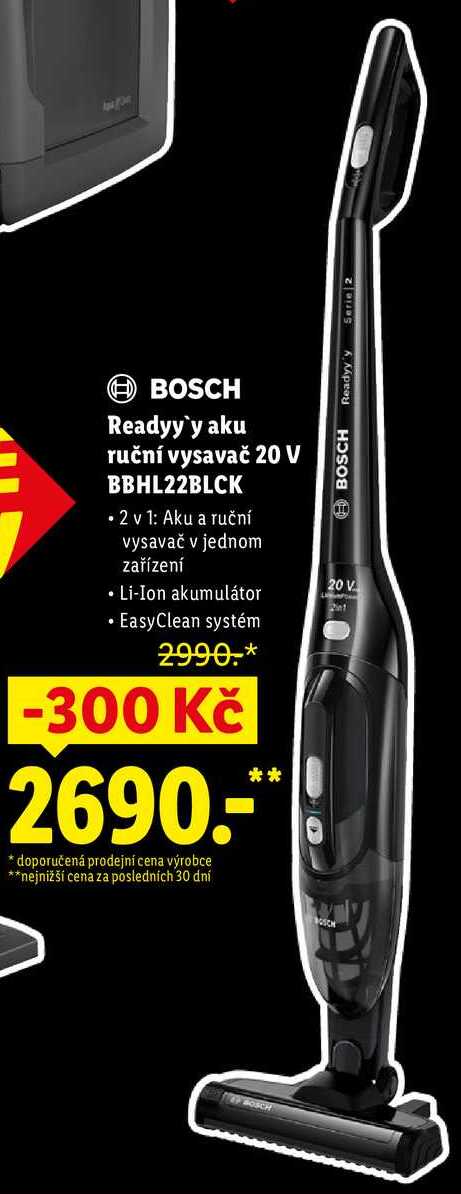 BOSCH Readyy'y aku ruční vysavač 20 V BBHL22BLCK 