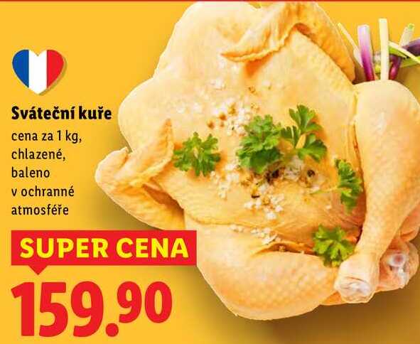 Sváteční kuře, cena za 100 g