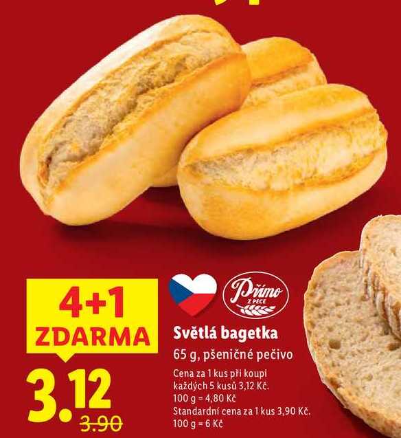 Světlá bagetka, 65 g