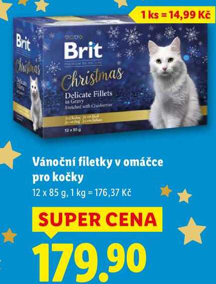 Vánoční filetky v omáčce pro kočky, 12x 85 g