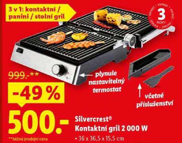 SilvercrestⓇ Kontaktní gril 2 000 W