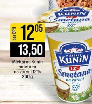 Mlékárna Kunin smetana na vařeni 12% 200g