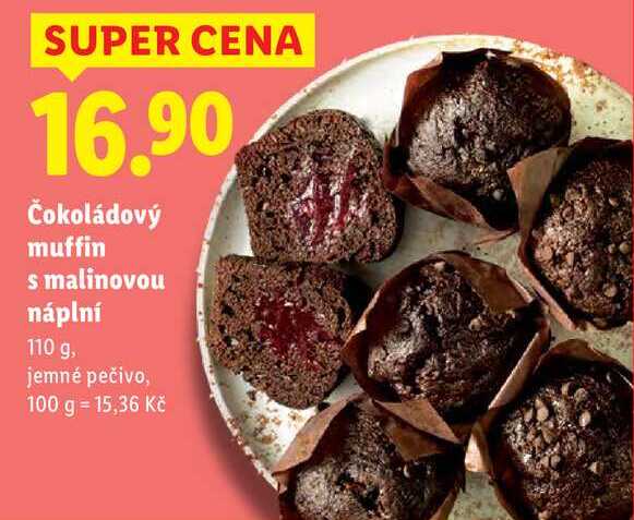 Čokoládový muffin s malinovou náplní, 110 g