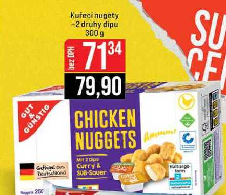 Kuřecí nugety +2 druhy dipu 300 g 