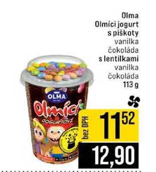 Olma Olmíci jogurt s piškoty vanilka čokoláda s lentilkami vanilka čokoláda 113 g 