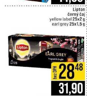 Lipton černý čaj yellow label 25x2 g earl grey 25x1,5 g 