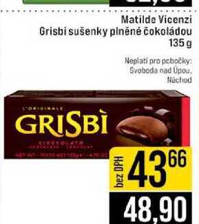 Matilde Vicenzi Grisbi sušenky plněné čokoládou 135 g