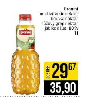 Granini multivitamin nektar hruška nektar růžový grep nektar jablko džus 100% 1l