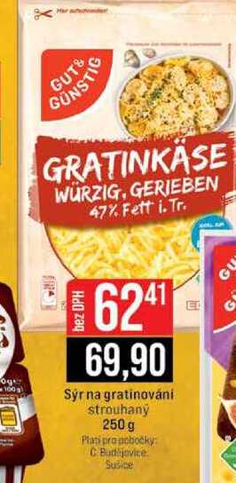 Sýr na gratinováni strouhaný 250 g 