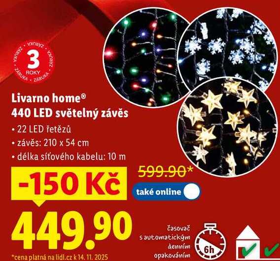 Livarno home 440 LED světelný závěs