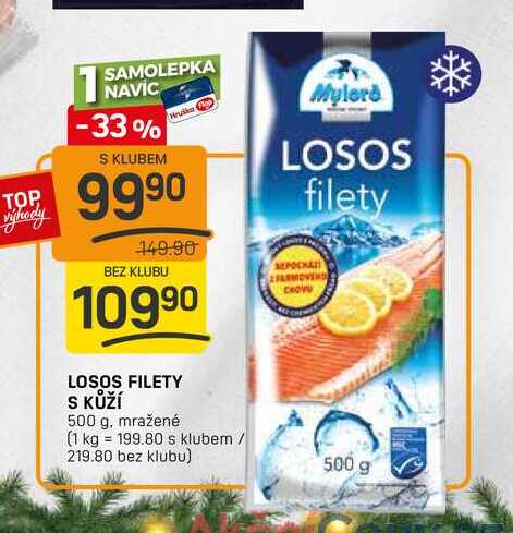 LOSOS FILETY S KŮŽÍ 500 g, mražené