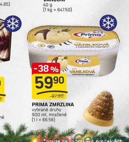 VANILKOVÁ PRIMA ZMRZLINA vybrané druhy 900 ml, mražené
