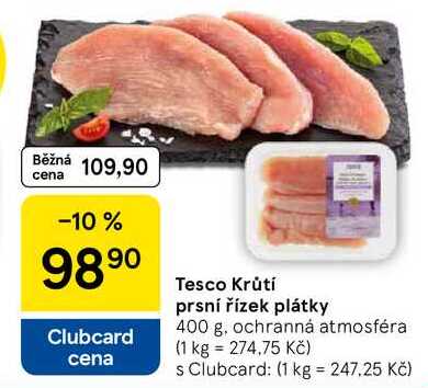 Tesco Krůtí prsní řízek plátky, 400 g
