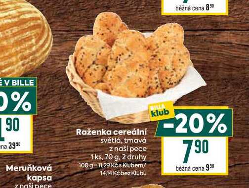 Raženka cereální světlá, tmavá z naší pece 1ks, 70 g 