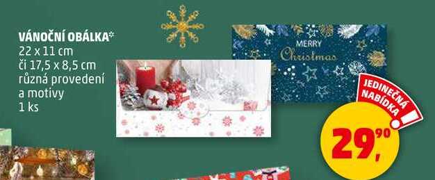 VÁNOČNÍ OBÁLKA, 1 ks