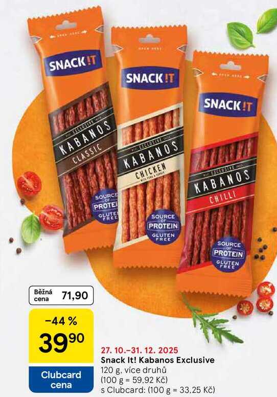 Snack It! Kabanos Exclusive, 120 g, více druhů 