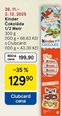 Kinder Čokoláda 1/2 Metr, 300 g