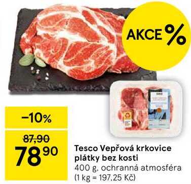 Tesco Vepřová krkovice plátky bez kosti, 400 g 