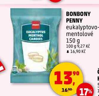 BONBONY PENNY eukalyptovo-mentolové, 150 g