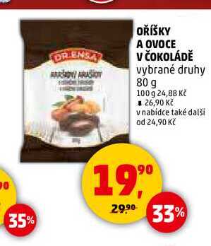 OŘÍŠKY A OVOCE V ČOKOLÁDĚ, 80 g 