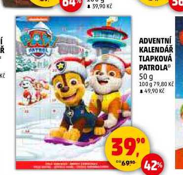 ADVENTNÍ KALENDÁŘ TLAPKOVÁ PATROLA, 50 g 