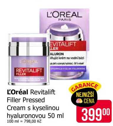 L'Oréal Revitalift Filler Pressed Cream s kyselinou hyaluronovou 50 ml 