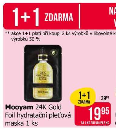 Mooyam 24K Gold Foil hydratační pleťová maska 1 ks 