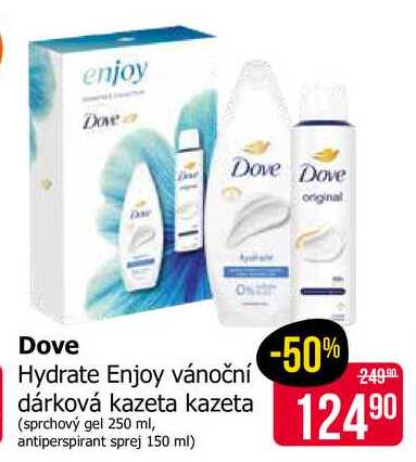 Dove Hydrate Enjoy vánoční dárková kazeta kazeta (sprchový gel 250 ml, antiperspirant sprej 150 ml)