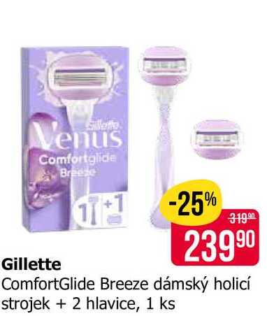 Gillette ComfortGlide Breeze dámský holicí strojek +2 hlavice