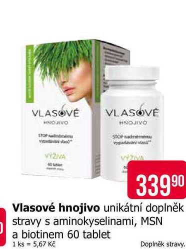Vlasové hnojivo unikátní doplněk stravy s aminokyselinami, MSN a biotinem 60 tablet 