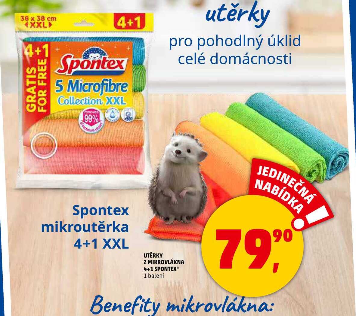 UTĚRKY Z MIKROVLÁKNA 4+1 SPONTEX, 1 balení