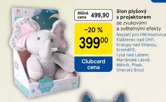 Slon plyšový s projektorem se zvukovými a světelnými efekty 