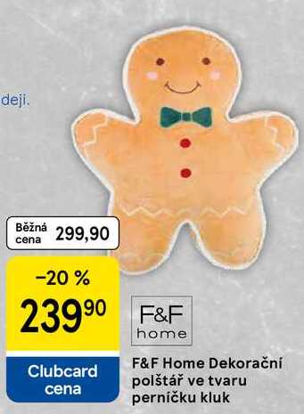 F&F Home Dekorační polštář ve tvaru perníčku kluk
