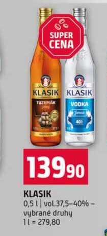 KLASIK 0,5l vol.37,5-40% vybrané druhy