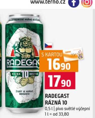 RADEGAST RÁZNÁ 10 0,5l pivo světlé výčepní 