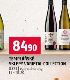TEMPLÁŘSKÉ SKLEPY VARIETAL COLLECTION 0,75l vybrané druhy