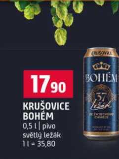 KRUŠOVICE BOHÉM 0,5l pivo světlý ležák