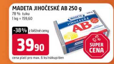 MADETA JIHOČESKÉ AB 250 g 78% tuku 