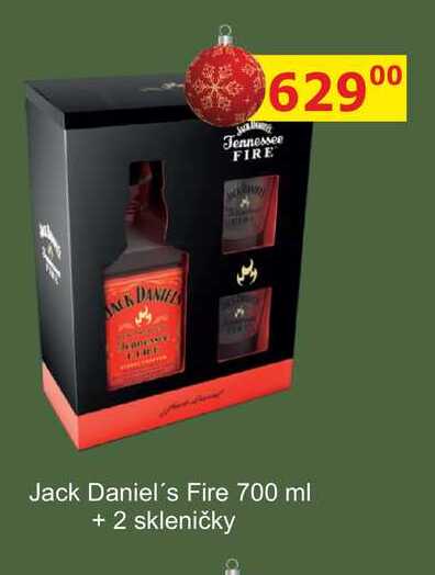 Jack Daniel's Fire 700 ml + 2 skleničky 