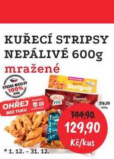 KUŘECÍ STRIPSY NEPÁLIVÉ 600g mražené