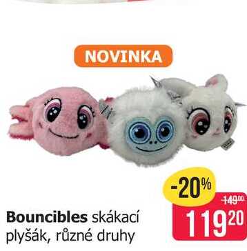 Bouncibles skákací plyšák, různé druhy
