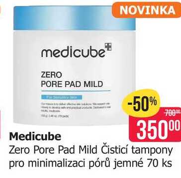 Medicube Zero Pore Pad Mild Čisticí tampony pro minimalizaci pórů jemné 70 ks 