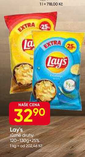 Lay's různé druhy 120-130g+25% 