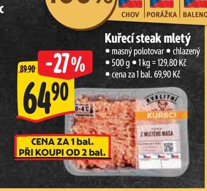   Kuřecí steak mletý 500 g 