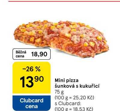 Mini pizza šunková s kukuřicí, 75 g 