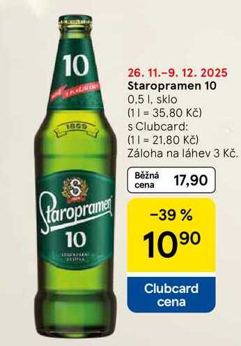 Staropramen 10, 0,5 l, sklo